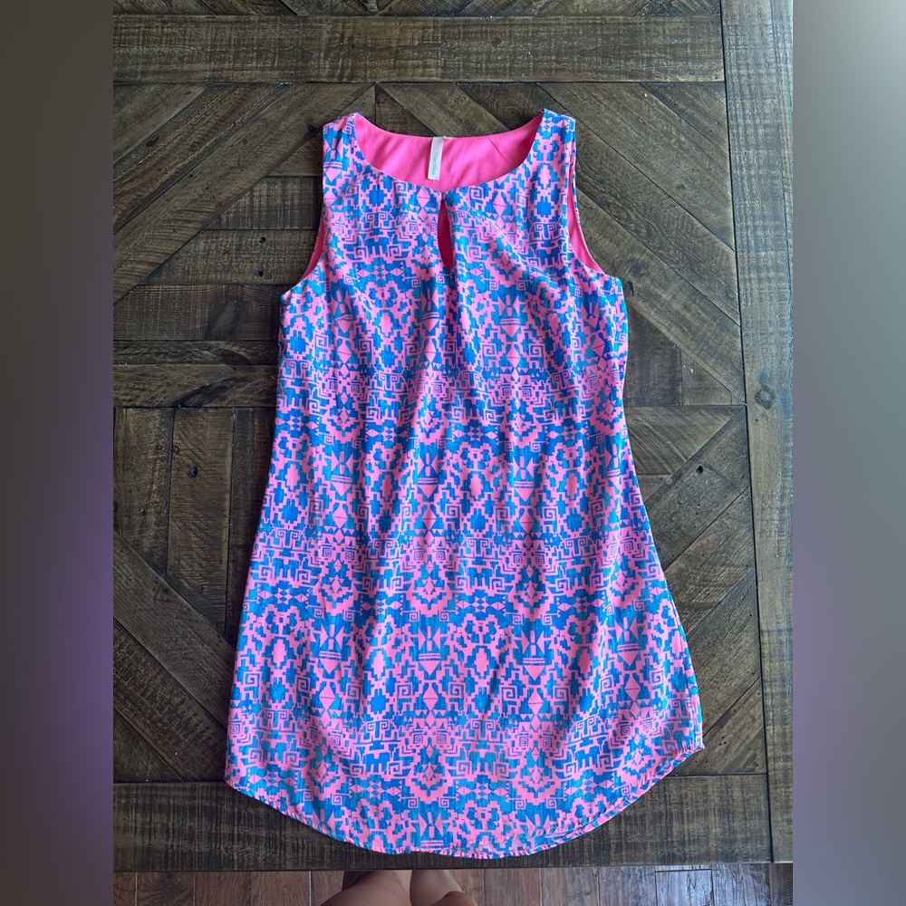 Cute pink & blue boutique dress size S